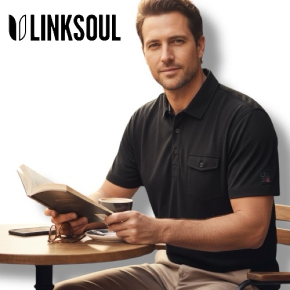 Linksoul Men's Corica Park 1927 Coast Highway Pocket Polo True Black | Size L